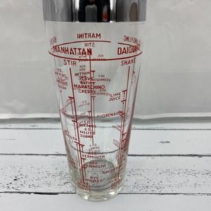 Mid Century Modern Vintage Glass & Chrome Mixed Drink Recipe Mixer/Shaker 5
